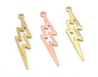 Thunder Tag Stamping Blank Charms Raw Brass - Laiton brossé - Cuivre 35mm 0.8 mm 1 trou Findings 4493