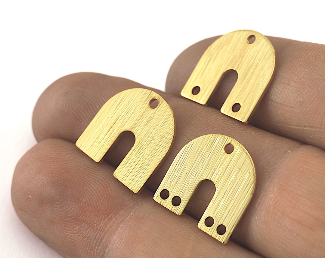 Brushed Gold Plated Shape Semi Circle choose Hole 15x15x0.8mm