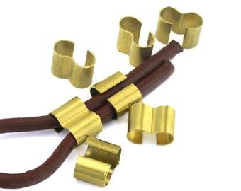 Passante a strisce in ottone grezzo, cordino in pelle da 6 mm, 14,5 x 10 mm -2424 bab6