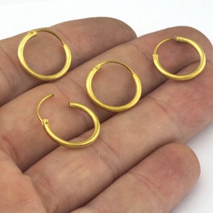 HoopEarring , Earring clasp Raw brass 16mm 4 Pcs 2462