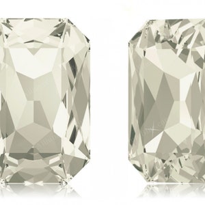 Retângulo octogonal grande pedra fantasia Swarovski® 4627 tom prata sem folha 27X18,5 MM 178