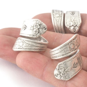 Spoon Wrap Ring Flower Adjustable Antique Silver Plated Brass 18mm 8us 4049 