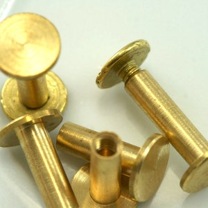 vite chicago borchie in ottone grezzo 16x9mm, rivetti a vite, / vite concho, bullone da 1/8" CSC15 046
