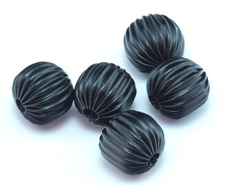 Black painted melon bead 9mm (hole 2.5mm) spacer bead bab2.5 OZ642