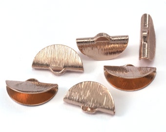 Rose Gold Brass Ribbon Crimp End, Half Moon Crimp Findings (15x8.5mm) -2284