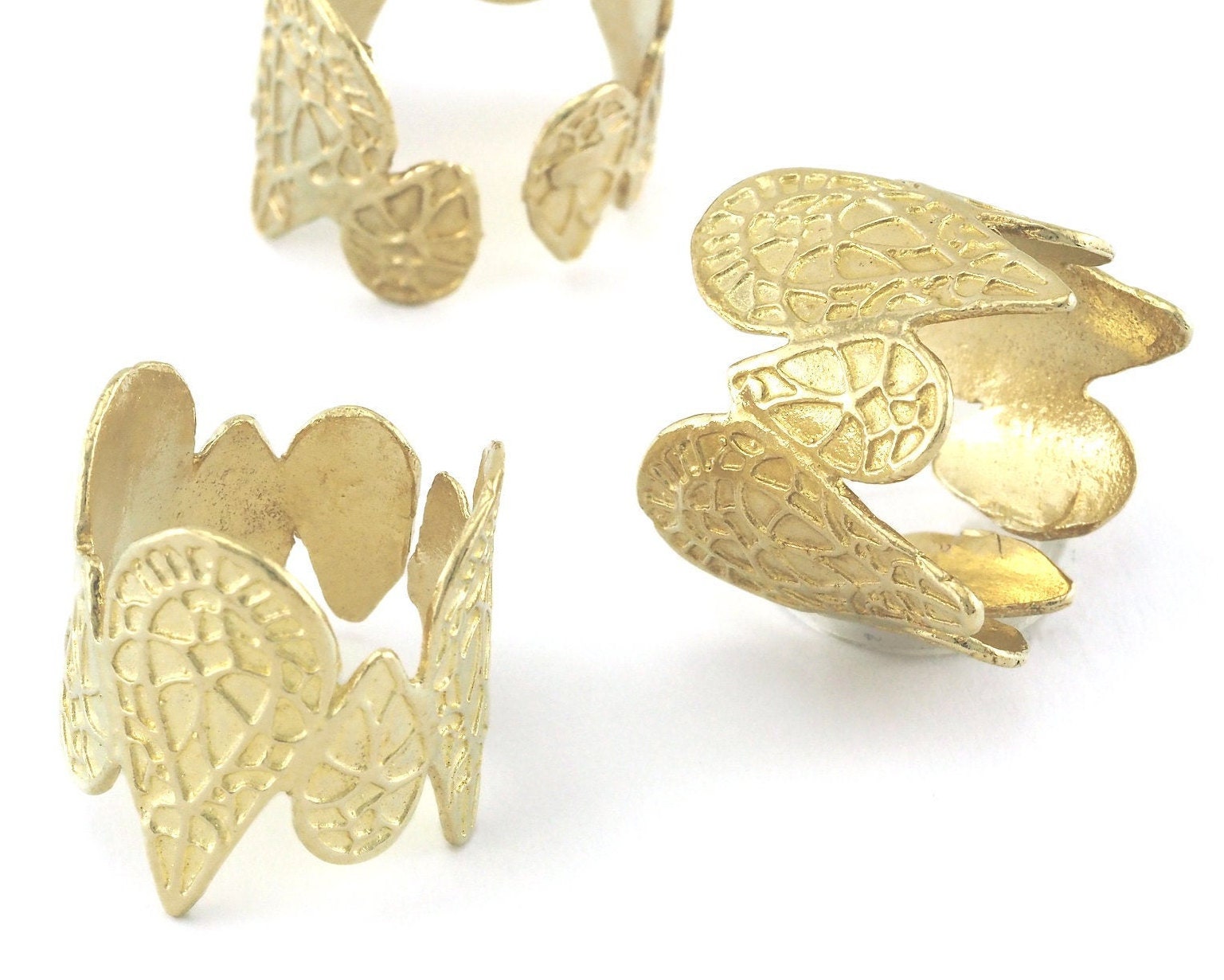 Drops Textured Adjustable Ring Raw Brass (19.5mm 9.5US Inner