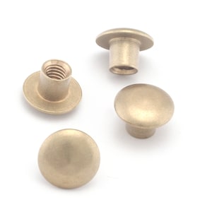 Rivetto a cupola Chicago vite / vite concho, borchie in ottone grezzo 10x7mm, rivetti a vite, M4 (senza bulloni) CSC5 4835
