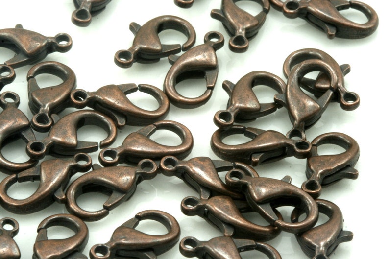 100 pcs antique copper tone alloy lobster claw clasps 12x6mm CL19 502C 302 image 1