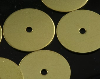 Circle Disc Middle Hole 8mm raw  brass charms ,findings 77R-38