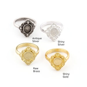 Oval blank ringbasinfattning Rå mässing, antiksilver, glänsande silver, glänsande guld (8 x 6 mm infattning) (6US innerstorlek) 2868