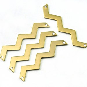 raw brass Zigzag pendant earring 2 hole 45mm thickness: 0.8mm 2122-150