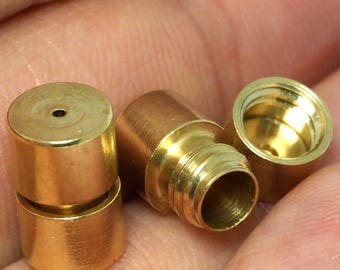 Screw cylinder barrel clasp 10x7mm raw brass  1496 msl