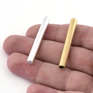 Cylinder Tube End Caps, Cord tip ends, Raw brass, Antique Silver Plated, 45x5.5mm (4.5mm Hole) ribbon end, ends cap, findings ENC4 T38
