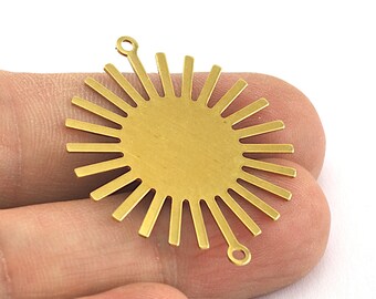 Sun Charms Connector 36x30mm 2 hole Raw brass findings OZ3570-165