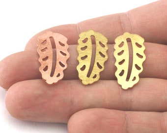 Leaf Pendant Charms no hole Tag Raw Brass - Brushed Brass - Copper 30mm 0.8 mm Findings  R306