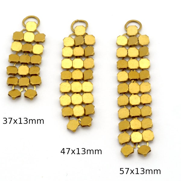 Dangle Cubes discs Earring Charms Raw Brass 37-47-57mm one loop findings S152