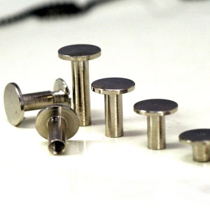 Chicago schroef / concho schroef, 10 stuks 9x5mm vernikkelde messing studs, schroefklinknagels, ongebruikelijke steampunk vondst, 1/8" bout CSC4 040