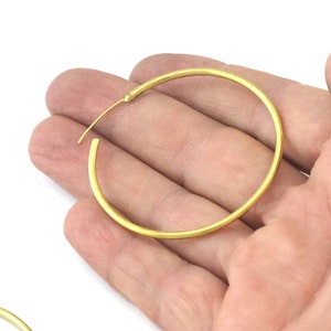 Hoop Earring Stud, Earring clasp Raw brass 50mm 2456
