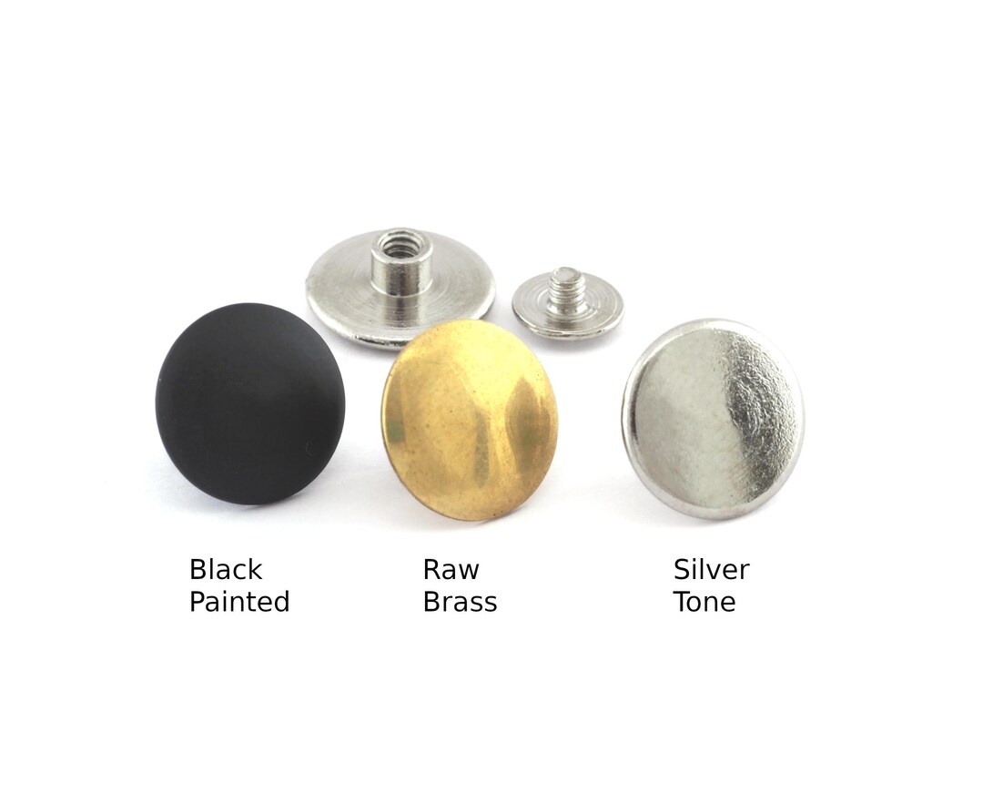 Screw Rivets Raw Brass, Silver Tone, Black Painted Brass Studs, , 15x6 ...
