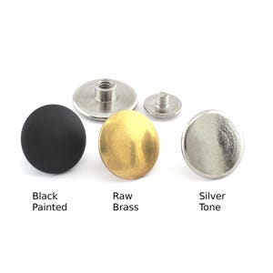 Screw Rivets Raw brass, Silver Tone, Black Painted  Brass studs, , 15x6.5mm 1/8&quot; bolt CSC4 1856