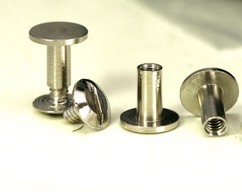 Chicago screw / concho screw, 9x11mm nickel plated brass studs, screw rivets, 1/8" bolt CSC10 044