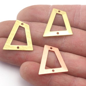 Quadrilateral Rectangle Trapezoid Charms 2 Hole  Raw Brass, copper 23x21mm 0.8mm thickness Findings  R97