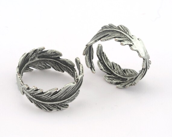 アクセサリー lilvon Leaf Ring Adjustable Antique Silver Plated Brass (19mm 9US