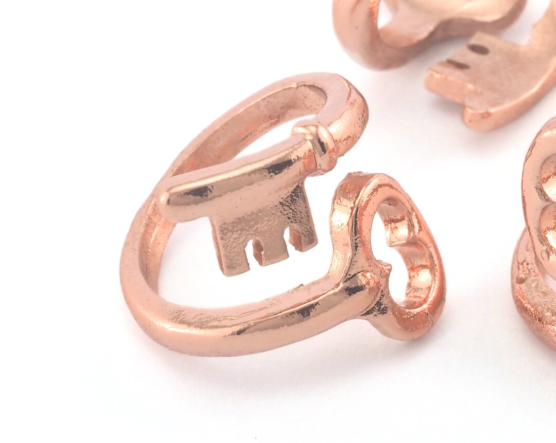 Key Ring Rose Gold Plated Adjustable - Brass (17mm 6.5US Inner Size ...