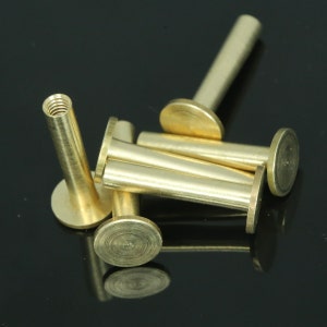 Rivetti a vite da 20 mm, vite Chicago 21 x 9 mm perni in ottone grezzo, / vite concho, insolito ritrovamento steampunk, bullone da 1/8" CSC20 047