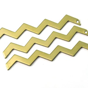 raw brass Zigzag pendant earring 1 hole 60mm thickness: 0.8mm 2123-200
