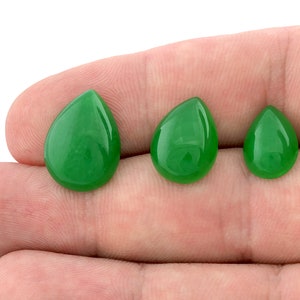 Cabochon a fondo piatto in quarzo a goccia verde, pietra preziosa, 10 x 14 mm - 12 x 16 mm - 13 x 18 mm cab-58-1