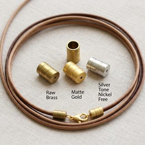 Embouts de cylindre en laiton 5 x 7 mm (trou de 4 mm) - Or mat, laiton brut et argent sans nickel ENC4 -1485