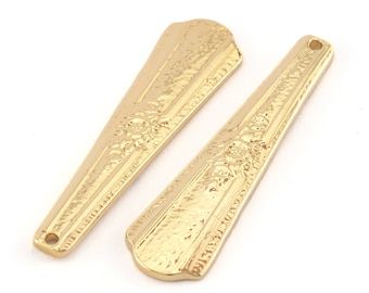 Spoon Pendant Flower Patterned  Gold Plated Brass 4043