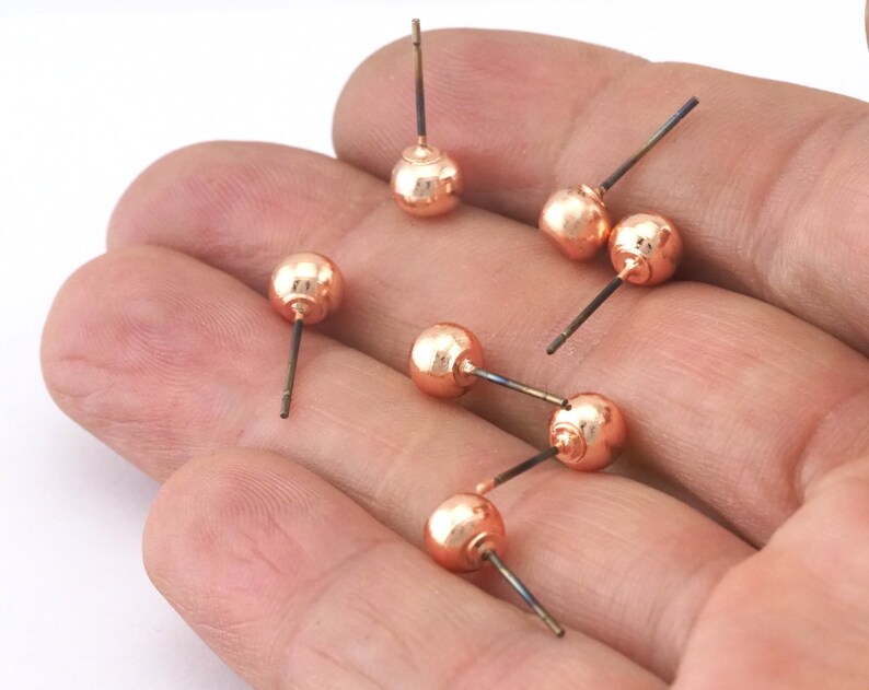Ball Earring Stud Earring Posts Rose Gold Plated Brass 6mm Etsy