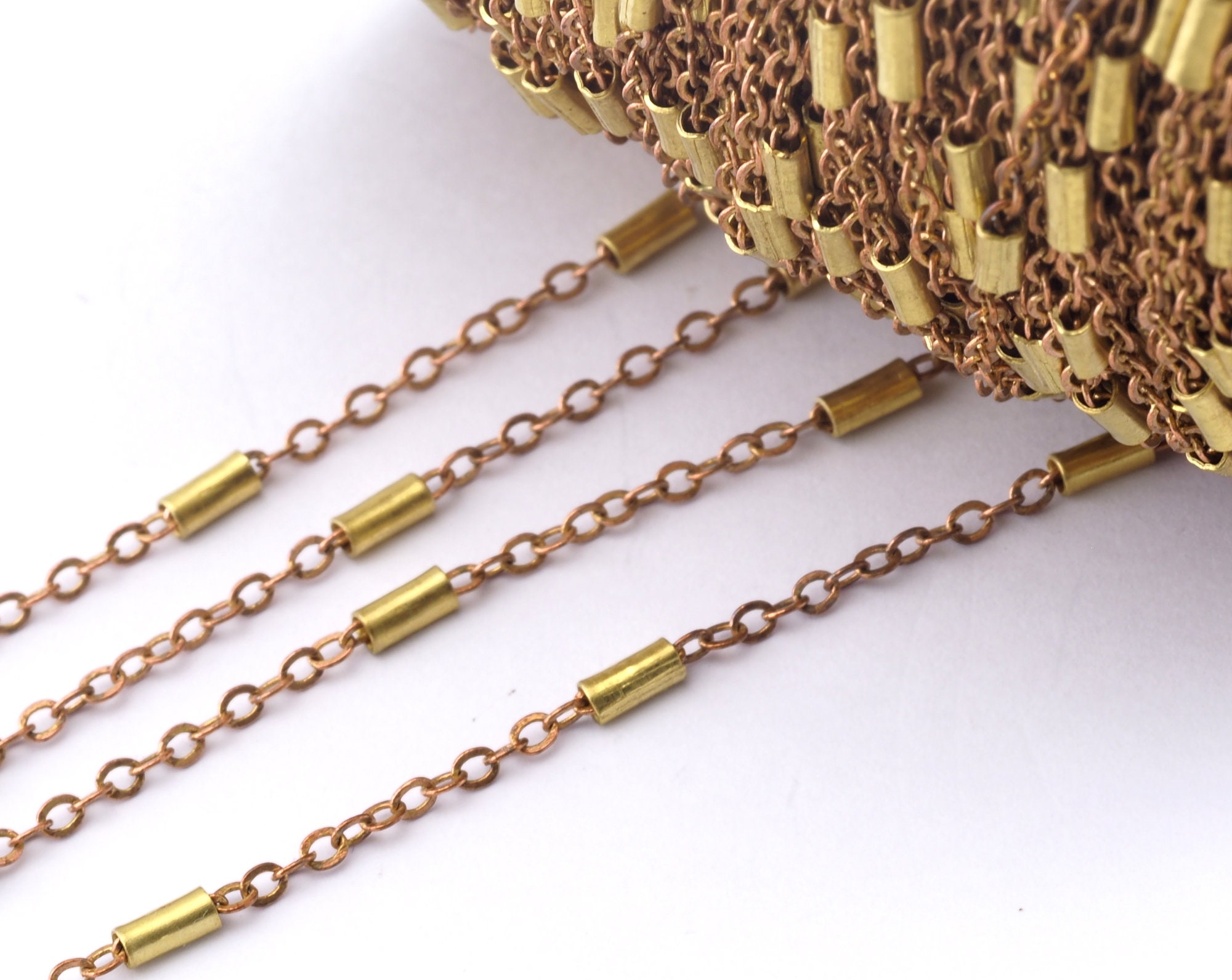 Raw Brass Soldered Chain With 3mm Tube Anklet Satellite Chain Etsy