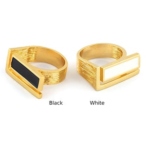 Gestreifter Ring Einstellbar Emaille Ring - glänzend vergoldet ( 8 US Einstellbar ) 5379