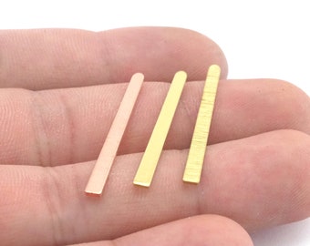 Rechteck Messing Stanzen Charms - Roh, gebürstet, Kupfer Rohlinge (3 x 50 mm) -4531