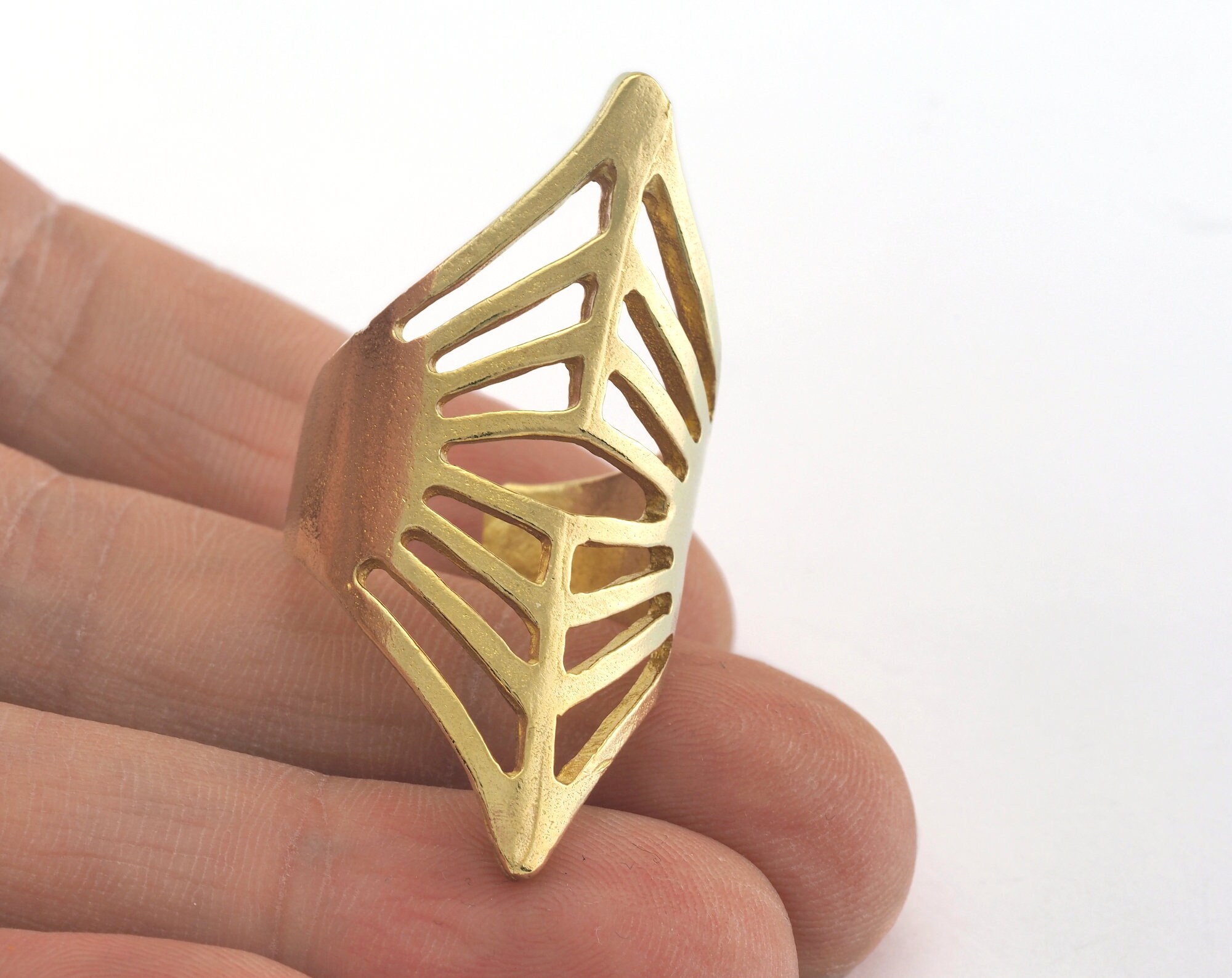Rhombus Adjustable Ring Raw Brass 1 Pc. (18.5mm 8.5US Inner