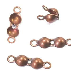 50 pezzi 5x17mm ottone sfera crimpare perline punte - nodi a conchiglia di copertura terminatori - risultati tono rame CS5C-12 1920