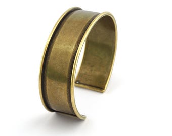 Bangle Bracelet Blank, Antique Bronze Plated Brass, Cuff Adjustable 20mm supplies findings Raf2 - BRC