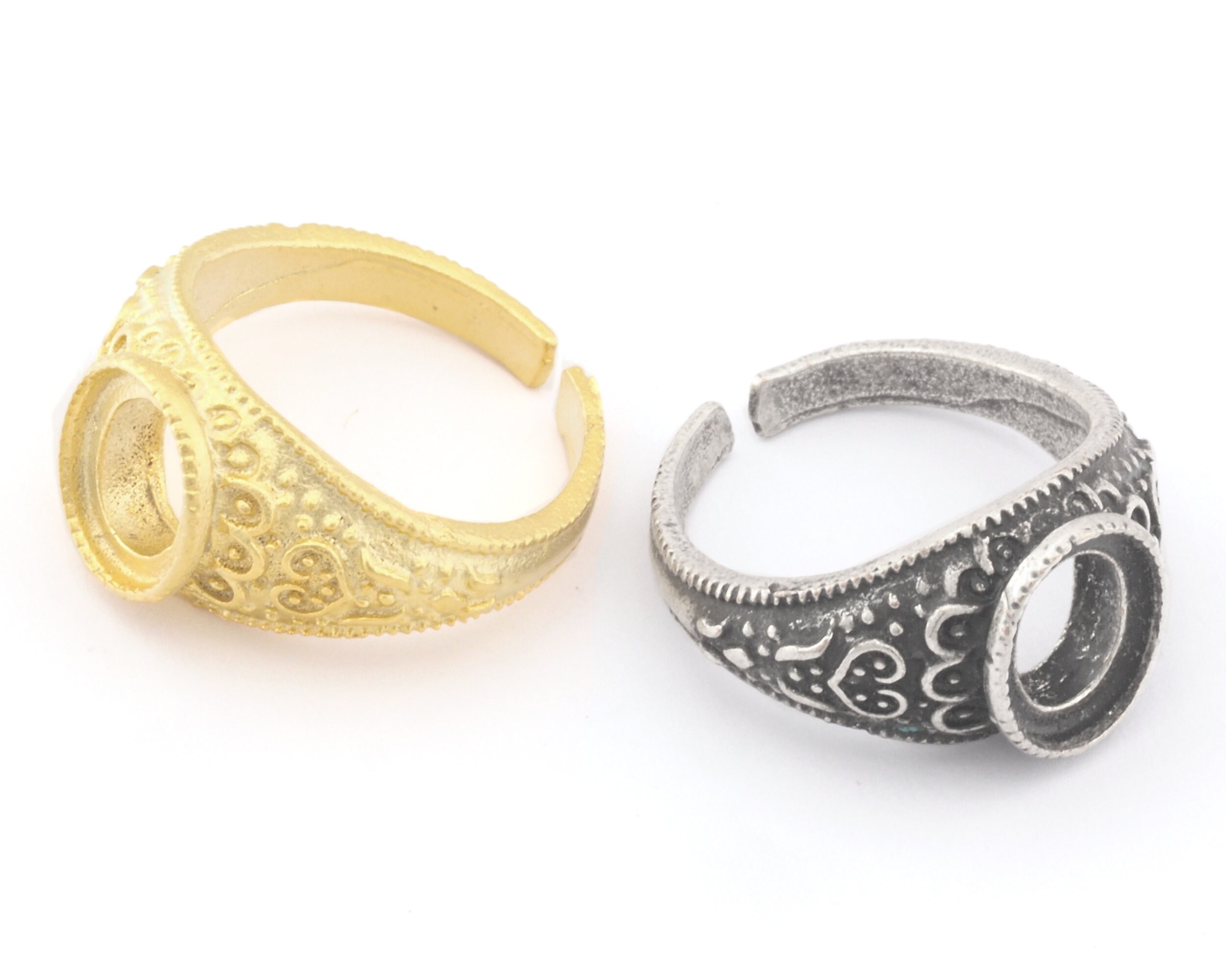 アクセサリー SOU SOU Men's Ring Base for 15x20mm Oval Cabochons Ring Setting