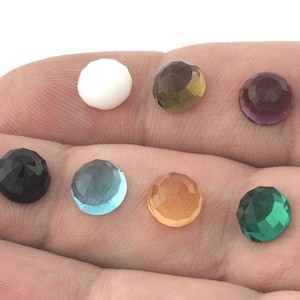 Gefacetteerde ronde hoge koepel cabochon glas platte achterkant cabochons 8mm wit rokerig paars zwart geel blauw groen cab5