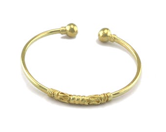 Bracelet Ball Head Raw Brass (55mm inner size - Adjustable ) 2961