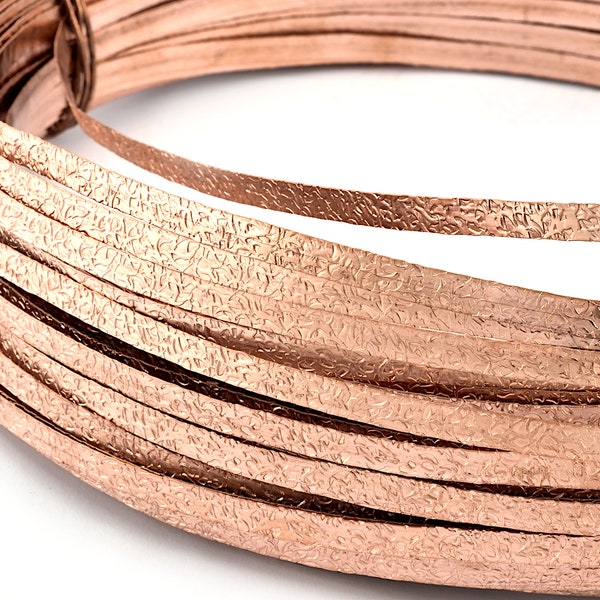 Flat wire Textured  Raw Copper Strip sheet 6mm (0.5mm 24 gauge  - 0.6mm 23 gauge  - 0.8mm 20 gauge thickness) UKD1