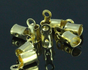 Raw Brass Cord End Tips, Leather Crimp Findings (4mm), 100 Pcs -1917