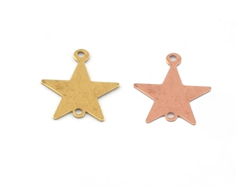 Star Charms Tag Blank Copper - raw brass 2 holes connector charms findings (18x16mm) 5140