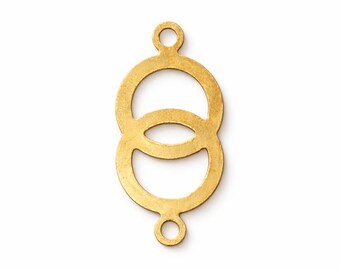 21x10mm Raw Brass Connector, Double Circle Link, Unfinished Brass Finding, Jewelry Making Component, Earring Link Supply -458