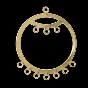 raw brass 38x31mm Circle 11 holeconnector charms , findings earring 16R-46