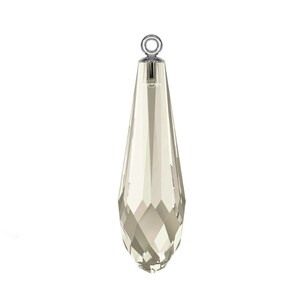 Pendente a goccia pura 6531 Swarovski® cristallo tonalità argento (mezzo foro) con cappuccio placcato rodio classico 34 mm