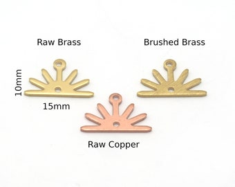 Sun Charms Connector 15x10mm 2 hole Raw Copper - Brass - Brushed Brass findings S154-38